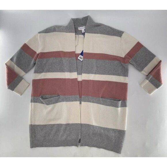 NWT Popsugar Striped Cardigan Sweater Long Sleeve Open Front Pockets Sz L Boho - Picture 3 of 9